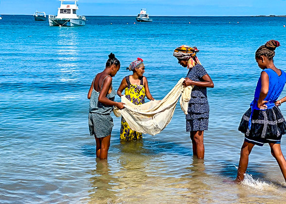 The Local Vezo People Fishing at the Beach