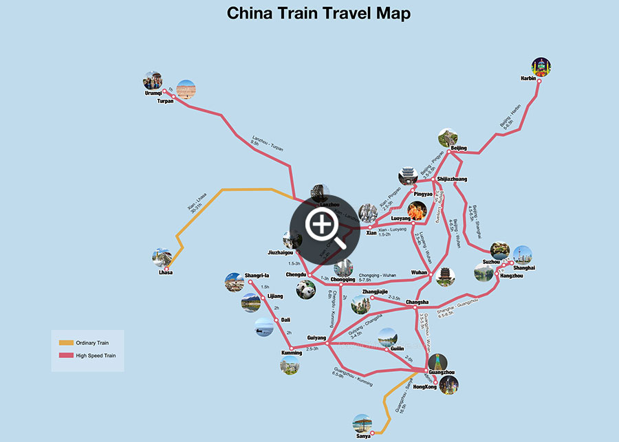China Train Travel Map