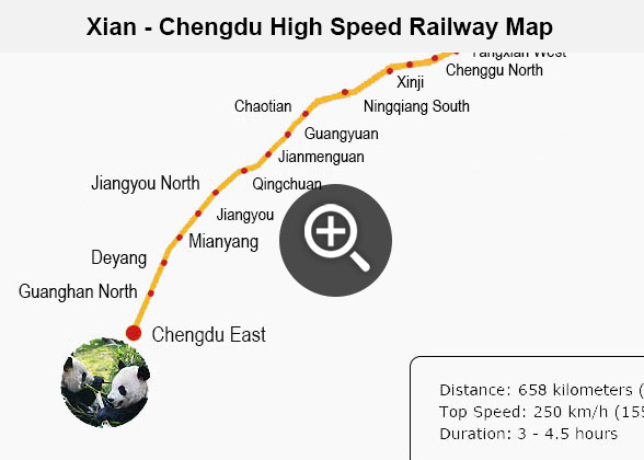 Xian - Chengdu High Speed Railway Map