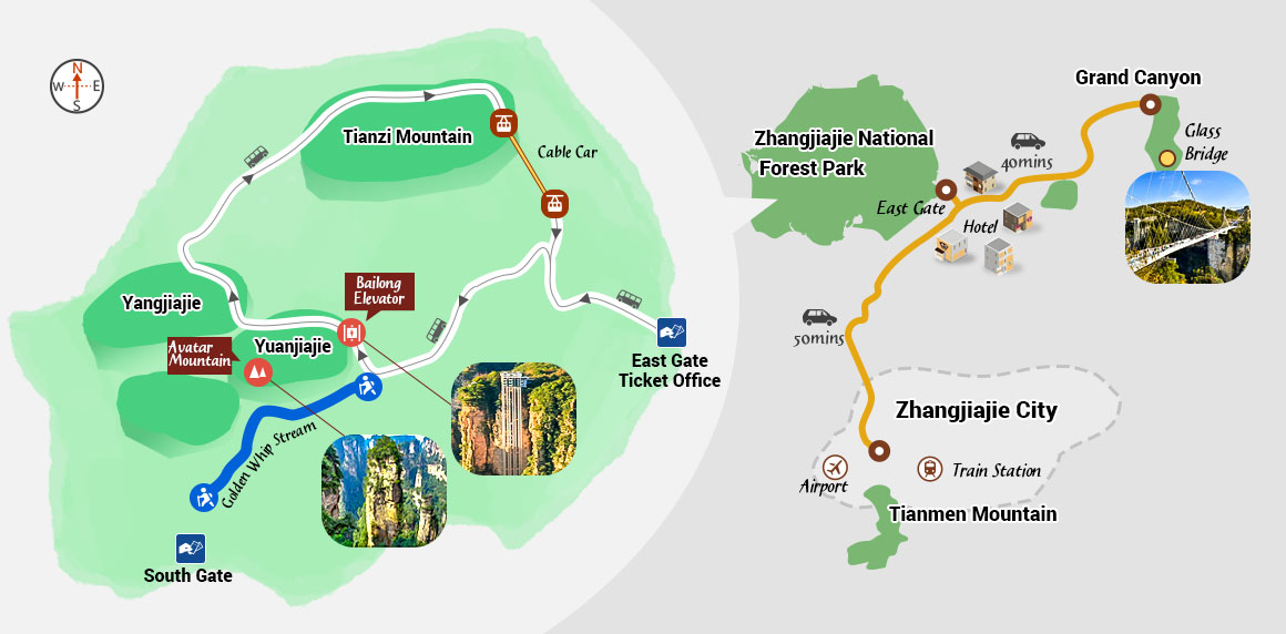 Zhangjiajie Tour Map